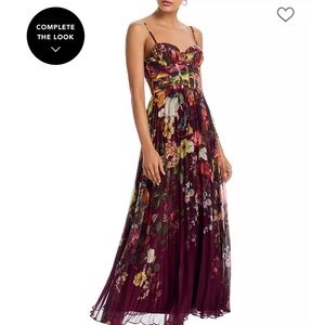 Bloomingdale’s Aqua Floral Maxi Dress - Multicolor Size Large